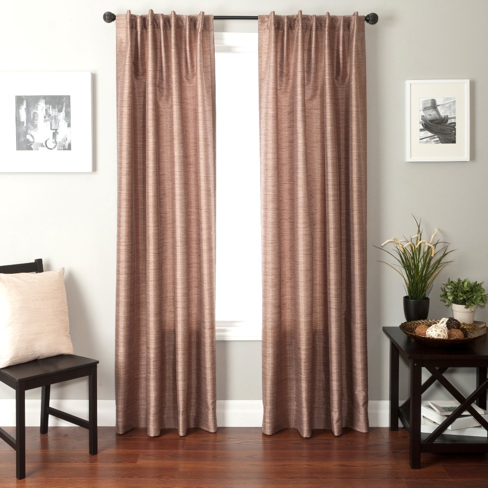 Softline Home Fashions Bergamo Faux Silk Back Tab Window Panel/Curtain/Sheer/Drape, 55" by 108", Mocha