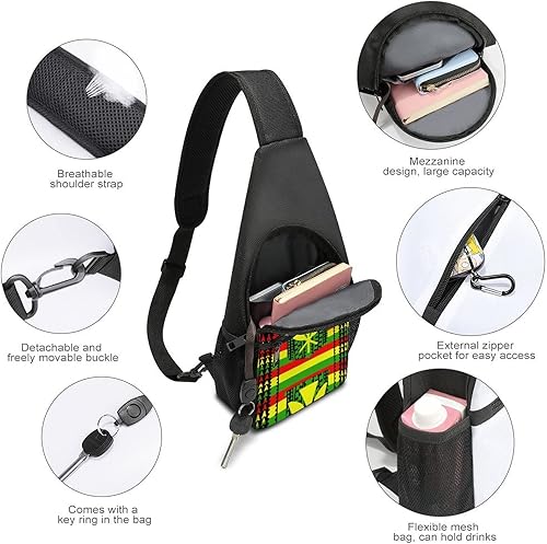 Miniatura 4 de Tribal Kanaka Maoli Bandera Impreso Bandolera Bandolera Hombro Mochila Pecho Lateral Daypack para Viajes Senderismo