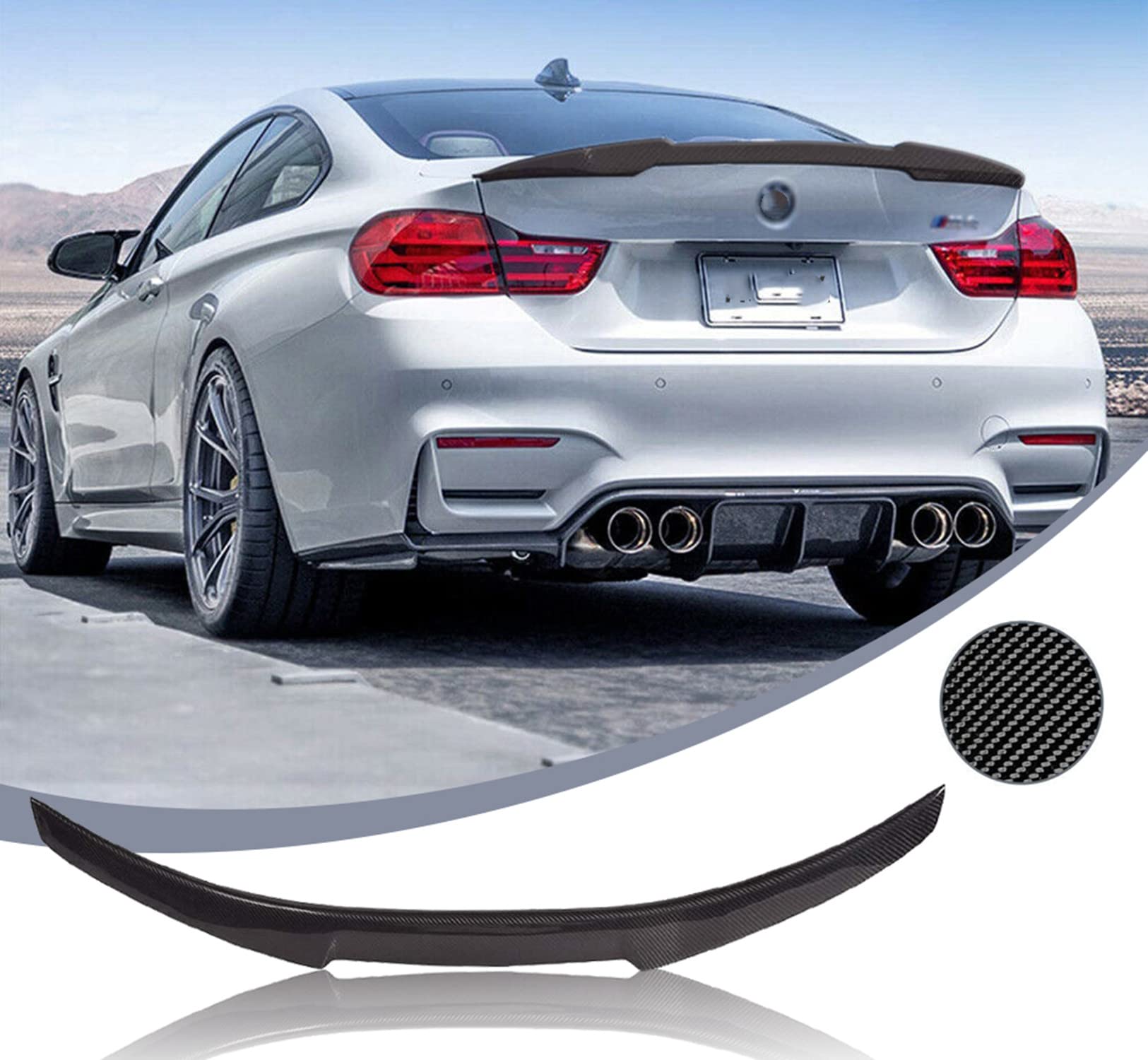 KINTOP Rear Spoiler Compatible with 2007-2013 E92 3 Series 2 Door Coupe & E92 M3 Coupe M4 Type Trunk Spoiler Wing Carbon Fiber Style