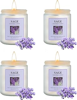 4 Pack Sage Candle Set, 30 oz 200 Hour Home Aromatherapy Jar Candles, Long Lasting Aromatherapy Candles for Bedrooms Yoga Rooms Lounges Gardens Patios Balconies and Camping