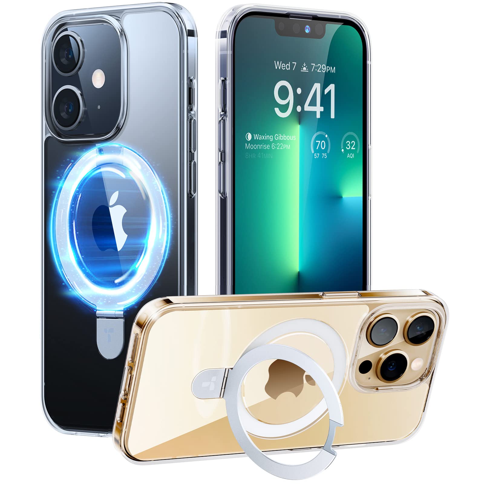 TORRAS Magnetic UPRO Ostand Designed for iPhone 12 Case & iPhone 12 Pro Case, Compatible with Magsafe, Clear iPhone 12 Phone Case with Stand, MIL-Grade Shockproof Slim Protective 12 Phone Case, Clear