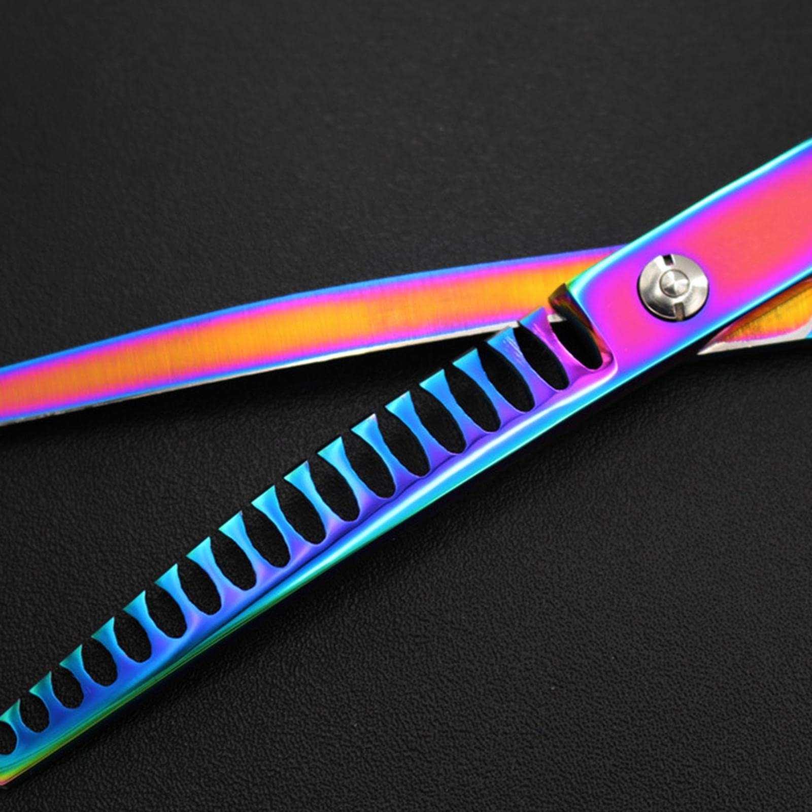 Curved Chunker Schere Haustier Schneideschere Hund Ausdünnungsschere Edelstahl Fellpflegewerkzeug Katzen Trimmwerkzeug für Kinder Männer Zuhause Salon, 6,5 Zoll