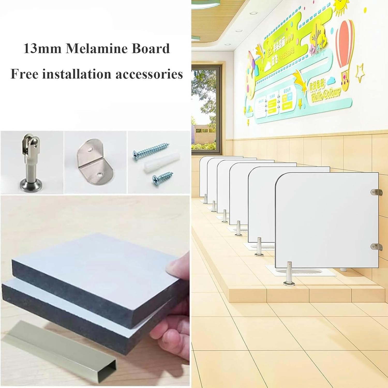Floor-Mounted Toilet Protection Divider,Panel Urinal Privacy Screen,Childrens Urinal Screen Toilet Partition,Mens Toilet Urinal Partition,Urinal Baffle Toilet Partition,Suitable for Schools (Color