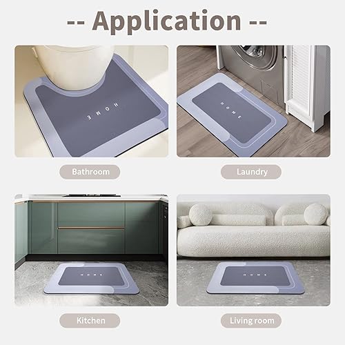 Miniatura 6 de Juego de 2 tapetes absorbentes de baño, tapetes de secado rápido, tapetes mágicos de silicona antideslizante con respaldo de goma para baño, cocina,