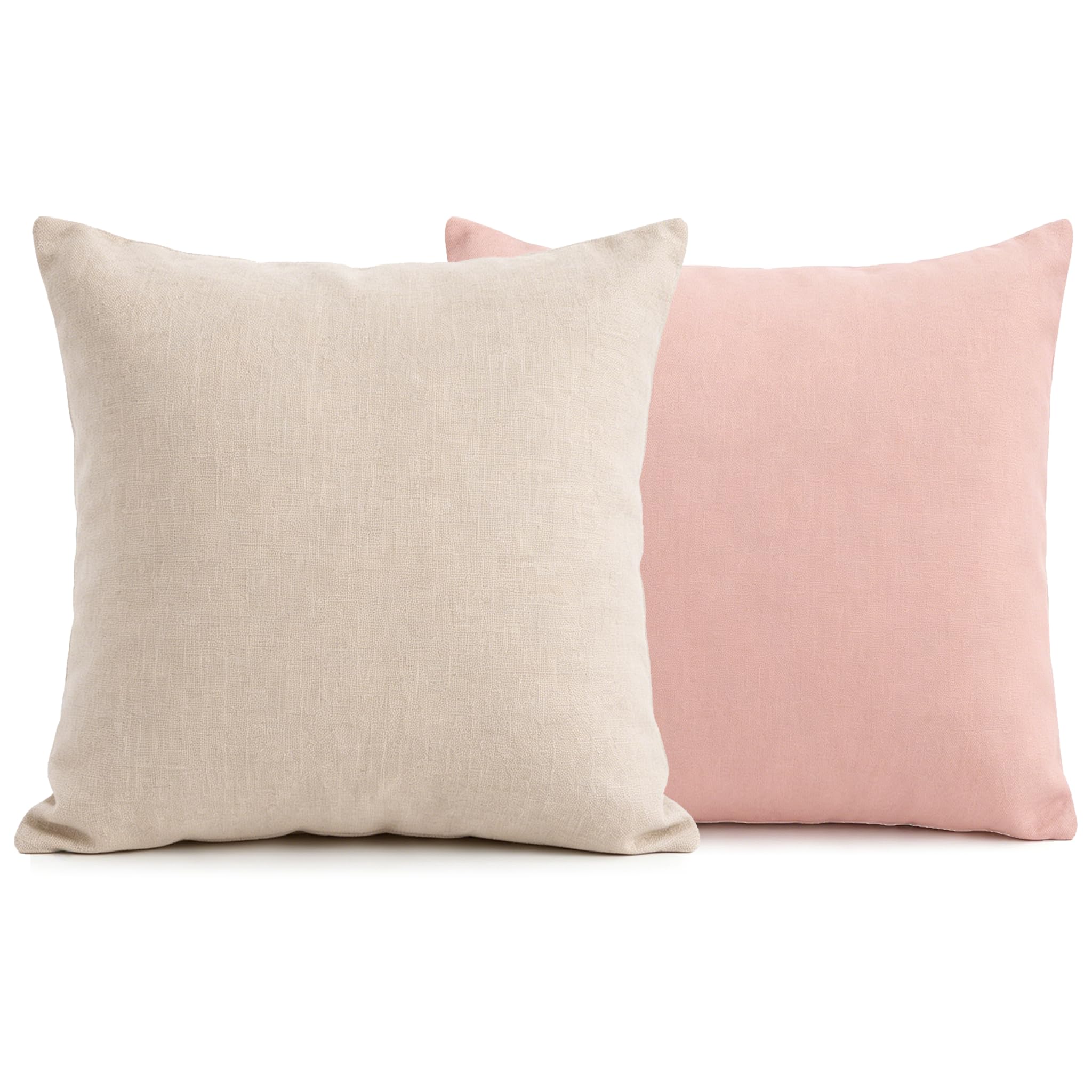 Yimafaner Khaki Pink 2pcs Throw Pillow Cover, Decor Cushion Cases for Sofa Chair Couch, 45 * 45cm