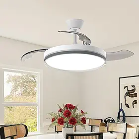 Ventilador de Teto Retrátil com Luz LED 106cm (42") - Controle Remoto, 6 Velocidades, 3 Cores de Luz, Bivolt 110V/220V e Temporizador