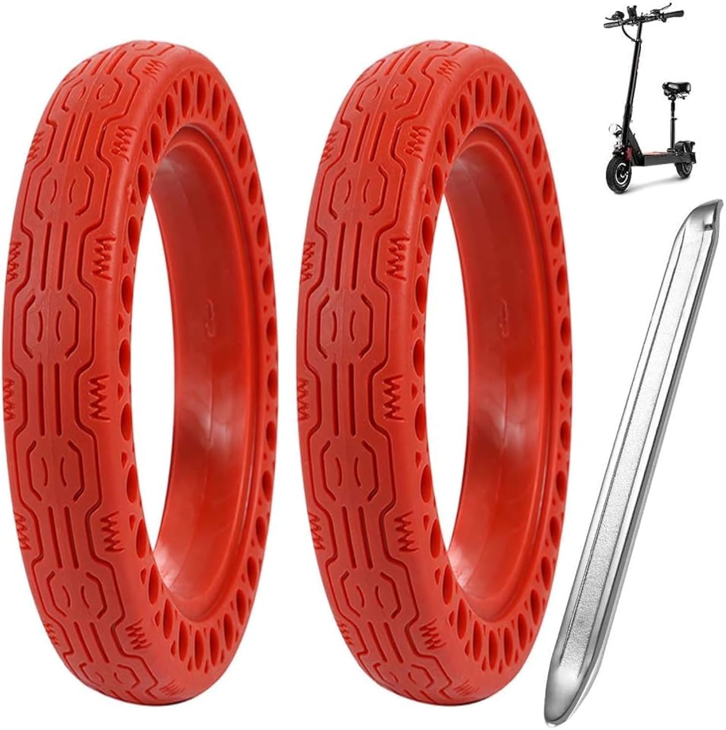2 Pieces Honeycomb Rubber Solid Tire For xiaomi scooter 3 M365 Pro 2 Electric Scooter Rubber Honeycomb Tyre 8.5 inches Wheel Replacement Tire (Red)