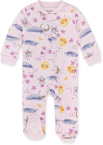 Burt's Bees Baby Baby Girls' Sleep and Play Pajamas, 100% Organic Cotton One-Piece Romper Jumpsuit Zip Front Pjs