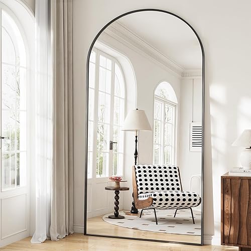 Miniatura 28 de Espejo de longitud completa de gran tamaño, espejo de piso arqueado de 38 x 77 pulgadas, espejo de cuerpo completo con soporte, espejo para