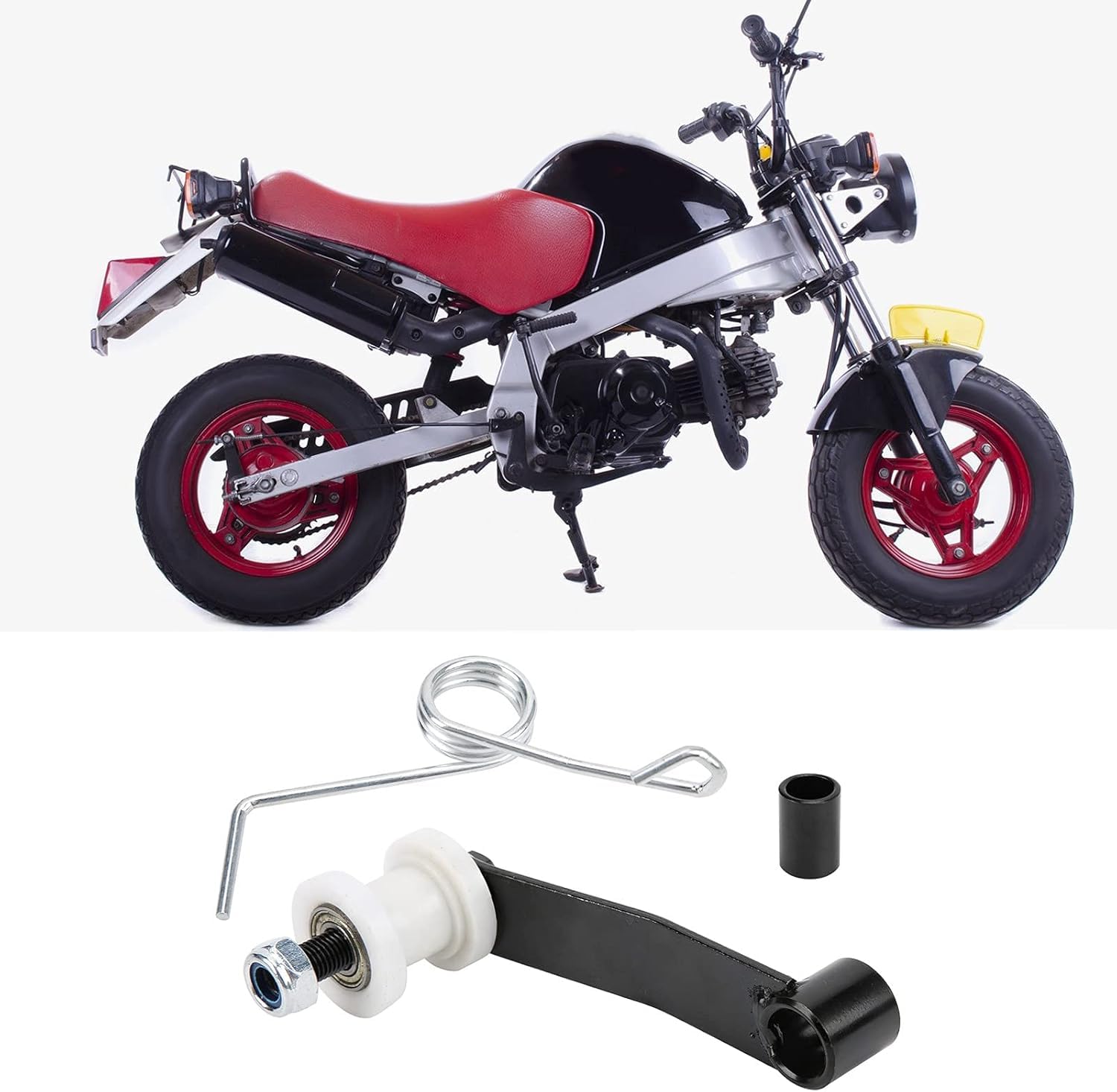 Aramox Tendeur de Chaîne avec Ressort, Guide de Tendeur de Chaîne de Moto pour ATV Go Kart 110 125 150 200 250 420 428 530 Chaîne