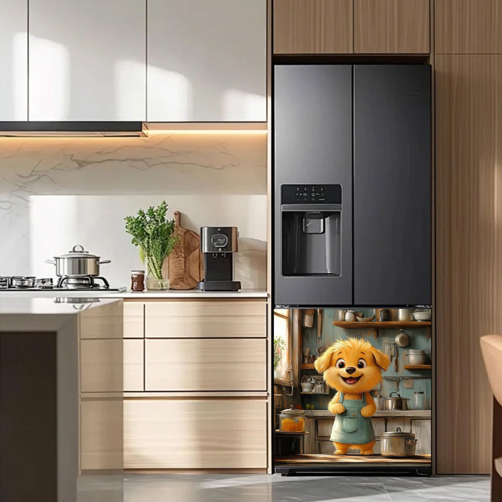 Magnesy Naklejki Żółty Zielony Zwierzęta Magnetyczny Odkurzacz Do Mycia Wielokrotnego Użytku Magnetyczna Naklejka Lodówka Sprzęt AGD Amadio Pralka Folia Magnetyczna 58,5 x 65 cm/3 szt