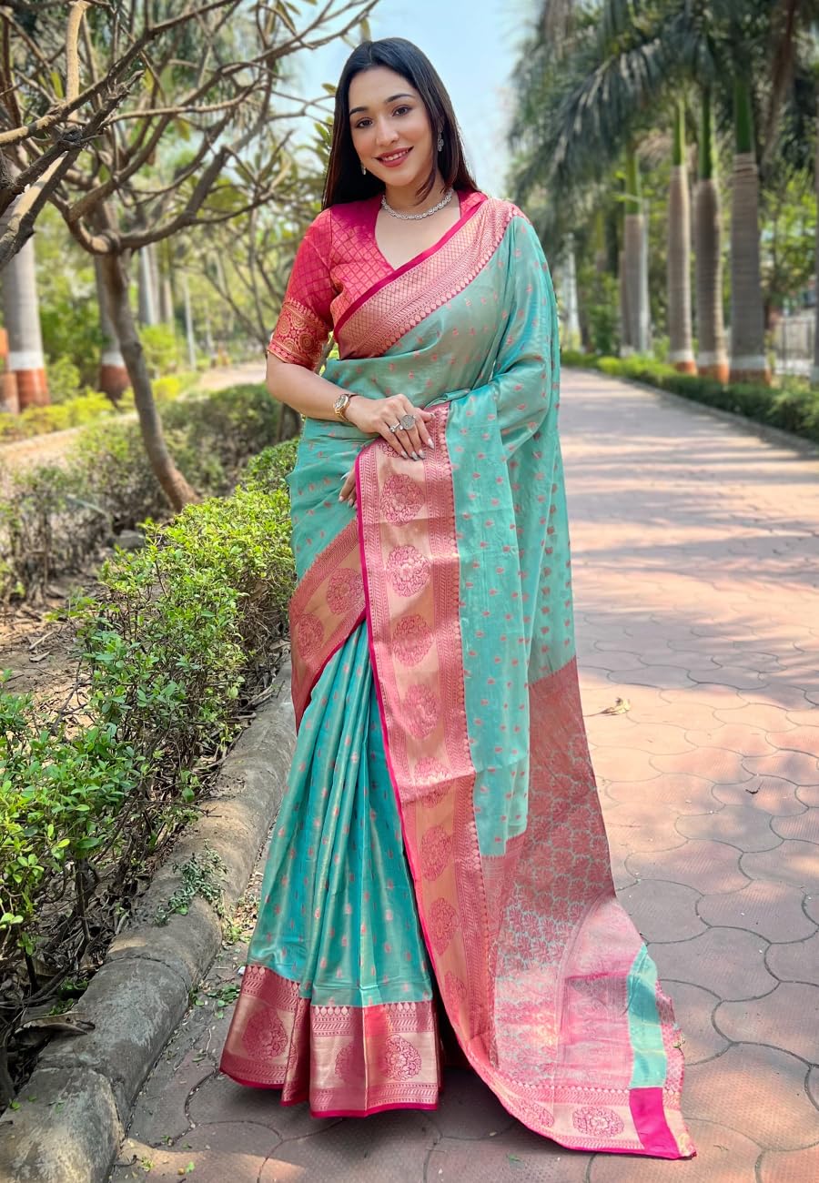 SGF11 Women's Kanjivaram Designer Soft Silk Sarees With Blouse Piece