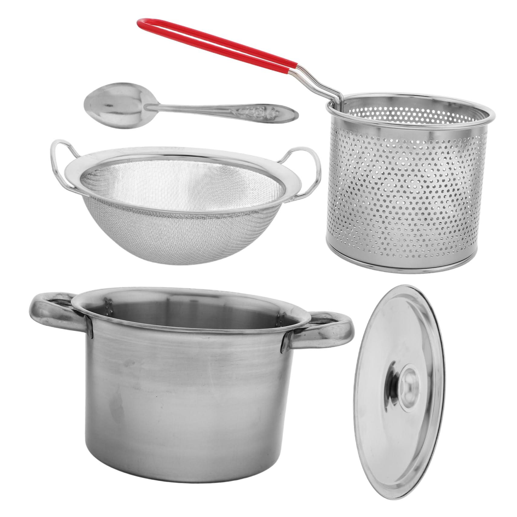 Zerodeko Stainless Steel Nonstick Deep Fryer Pot Single Serve Household Fryer Pot Frying Basket Double Handle Oven Safe