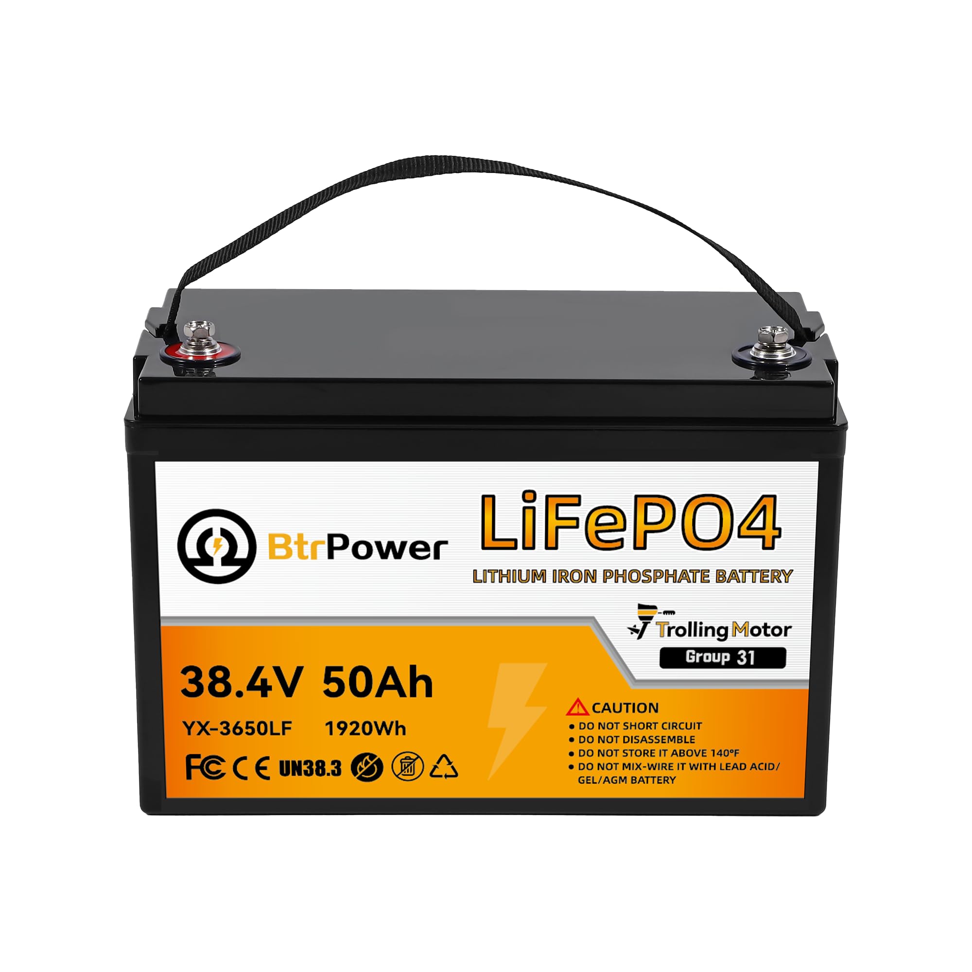 36V 50Ah LiFePO4 Lithium B attery, Built-in 50A Smart BMS
