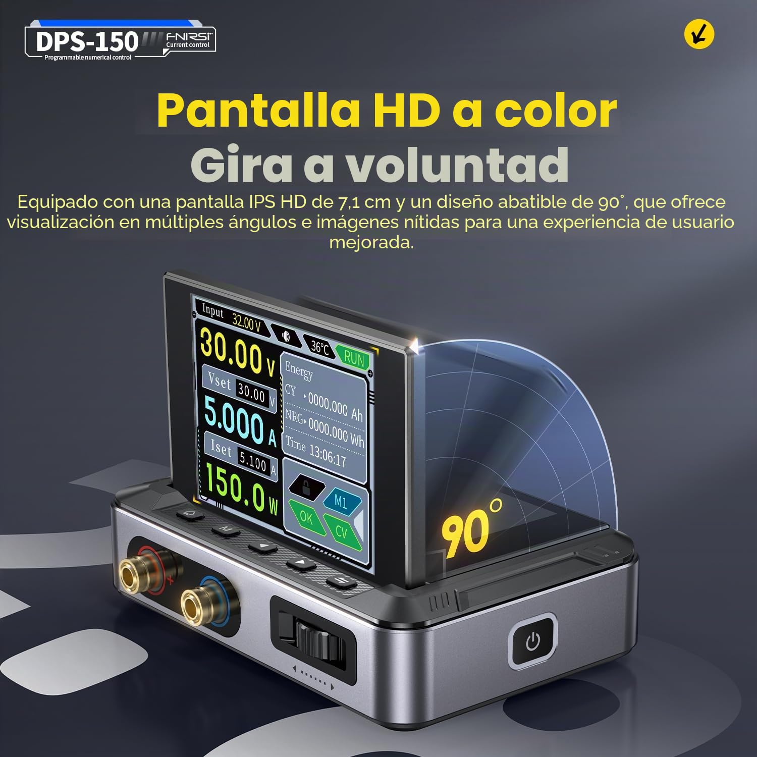 Fuente de Alimentacion Regulable,DPS-150 30V 5A CNC DC Adjustable Power Supply con 4 Dígitos IPS Display, Power Ripple <20mV PD/QC/DC Input PC programable Switching Power Supply