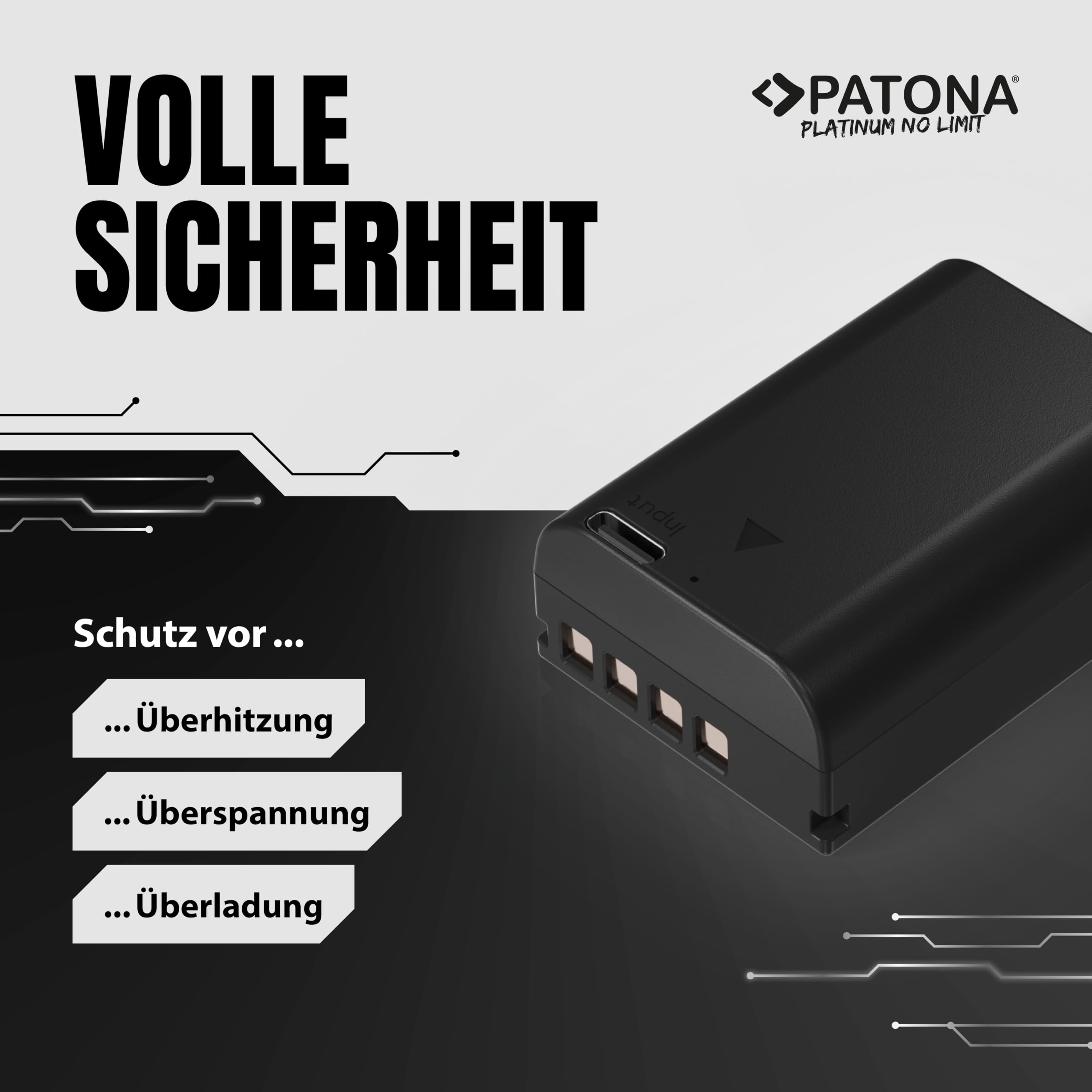 PATONA USB-C Platinum Akku Ersatz für Olympus BLX-1 BLX1 Battery 2600mAh