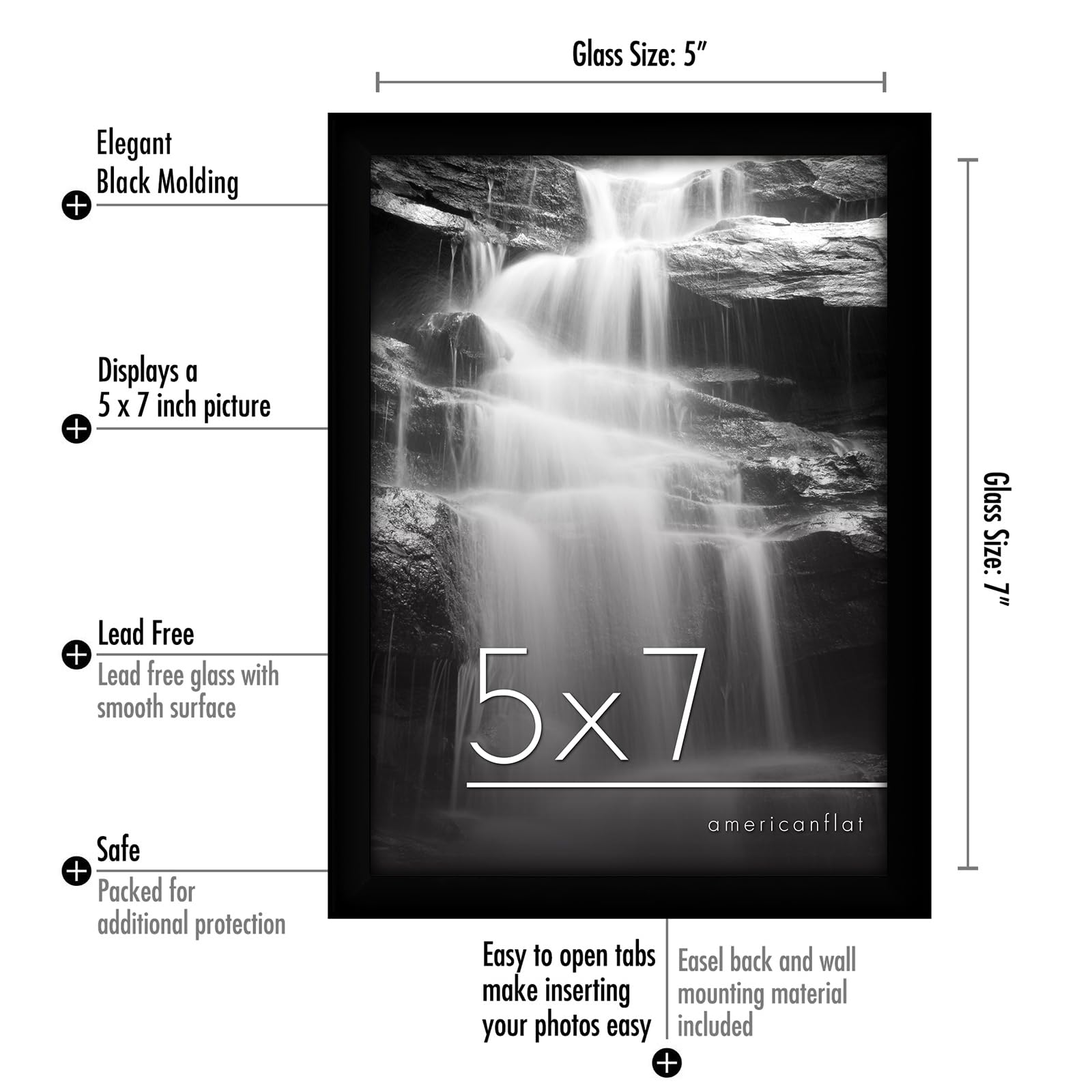 Americanflat 12 Piece 5x7 Picture Frame Set in Black - Gallery Wall Frame Set with Polished Glass - Photo Frame with Horizontal and Vertical Formats for Wall and Tabletop