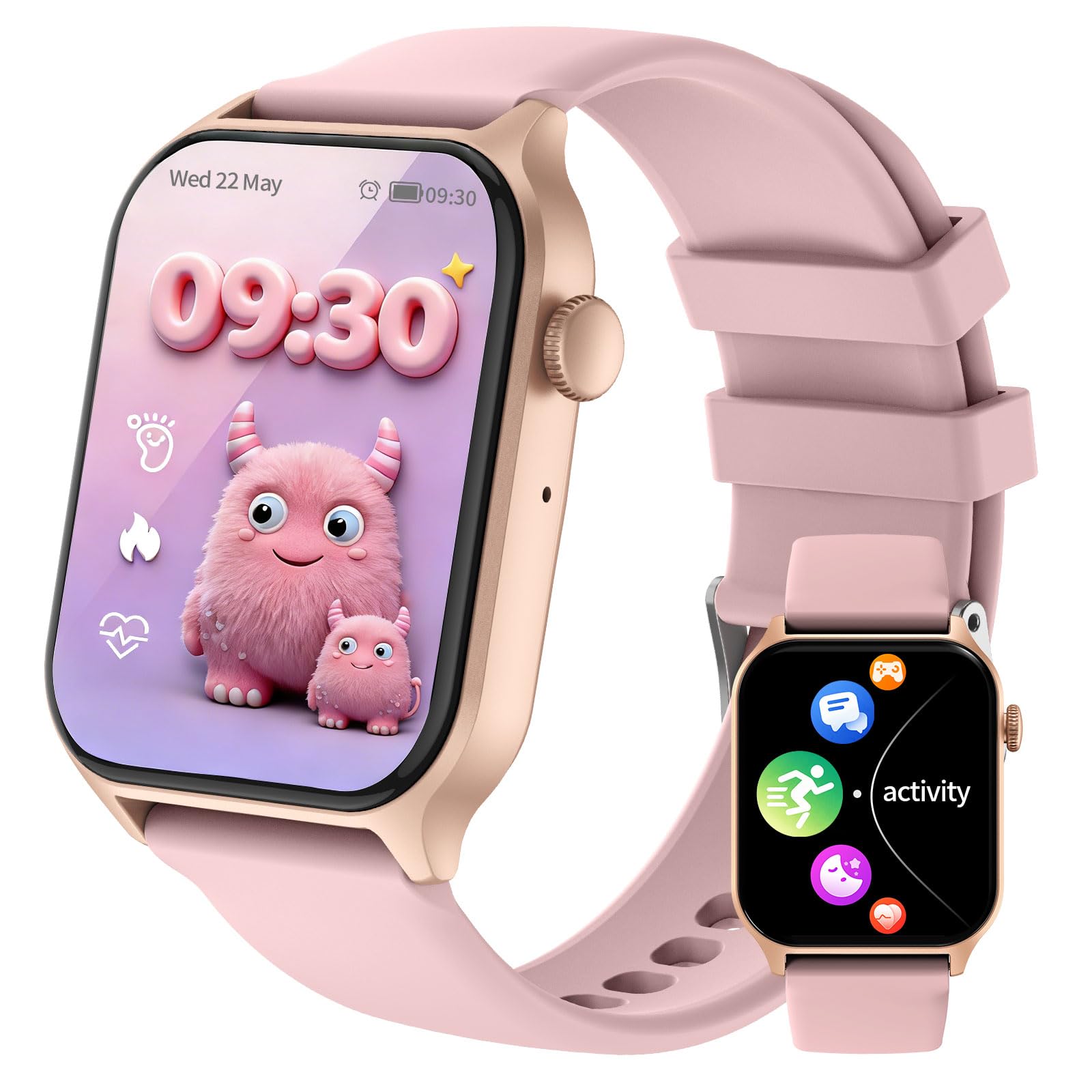 JUBUNRER JUBUNRER Reloj Inteligente Niño Smartwatch Niña Monitor Sueño Pulsómetro Podómetro Resistentes Al Agua Deportivo Despertador Juegos Pulsera Actividad Niño Regalos- Adolescentes