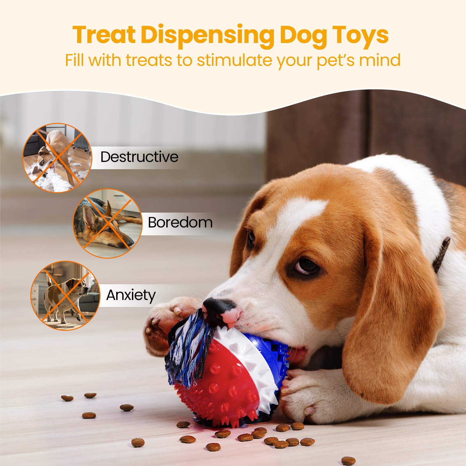 HGB Squeaky Dog Puzzle Toy for Large Dogs, Treat Dispensing Dog Toys to Keep Them Busy for IQ Training & Slow Feeder, Pet Enrichment, Teeth Cleaning & Reduce Boredoem