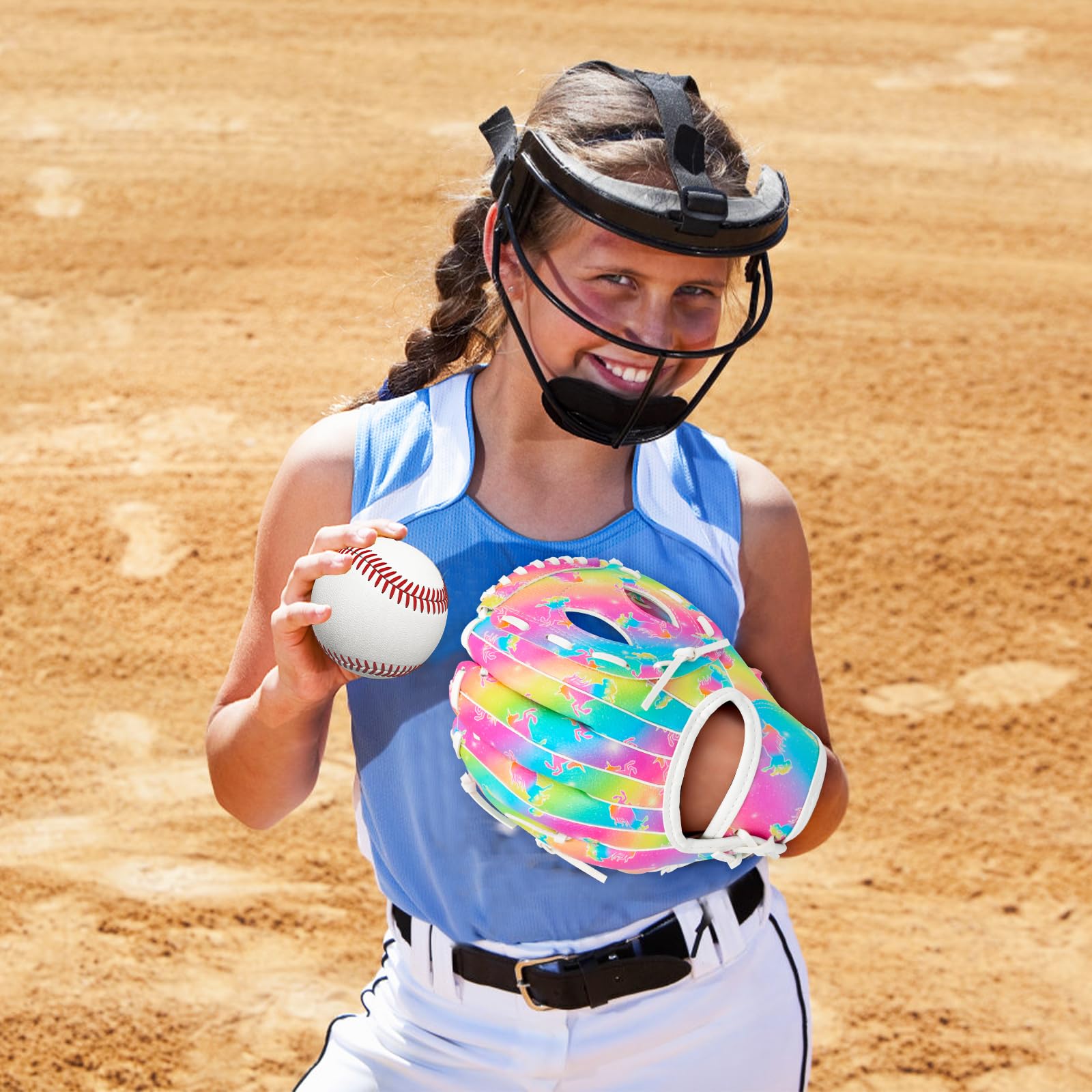 OlyPegic Gant de baseball pour enfants de 3 à 9 ans – Cuir synthétique facile à enfiler | Paume en polyuréthane | Maille respirante | Doublure douce | Tee Ball et Little League | Garçons et filles |