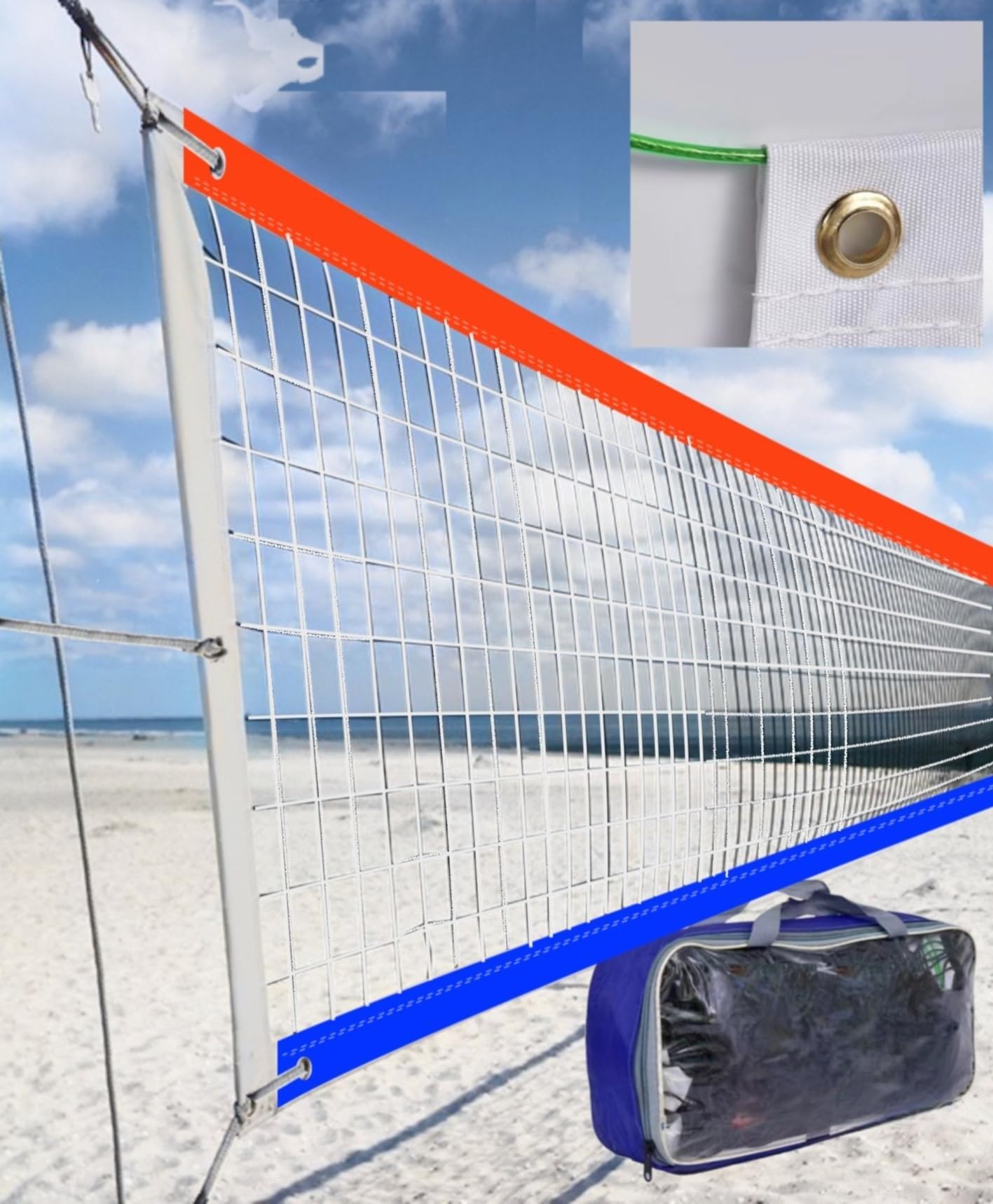 THE WHITE SHOP Professional Volleyball Net Outdoor Heavy Duty with Aircraft Steel Cable Best Voleybol Vollyball Net Heavy Duty Volley Ball Net Volleyball Nets Volleyball Ball Net Only(COLOR)
