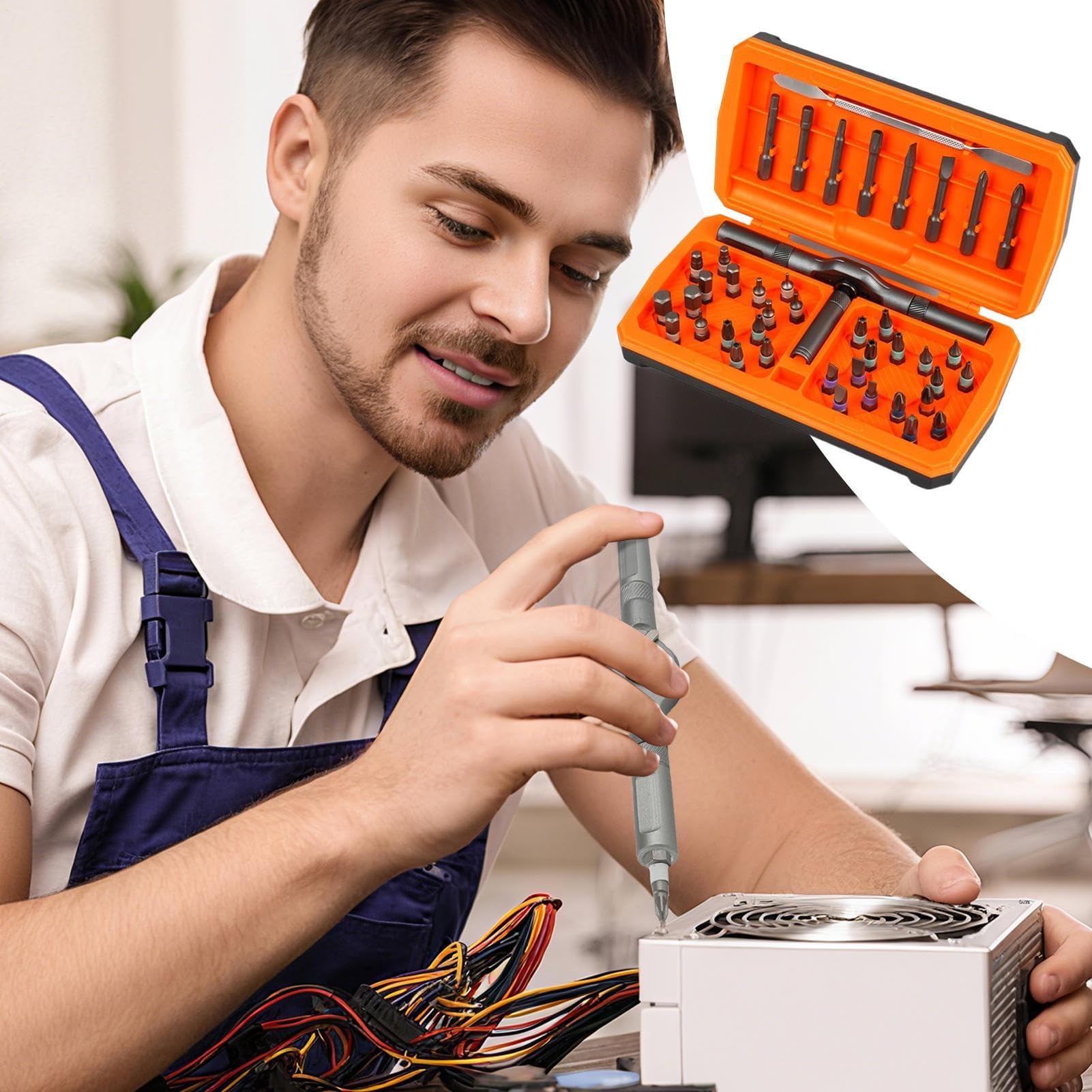 Juego de destornilladores de trinquete 43 en 1, juego de destornilladores magnéticos para bricolaje, reparación de computadoras y electrónica