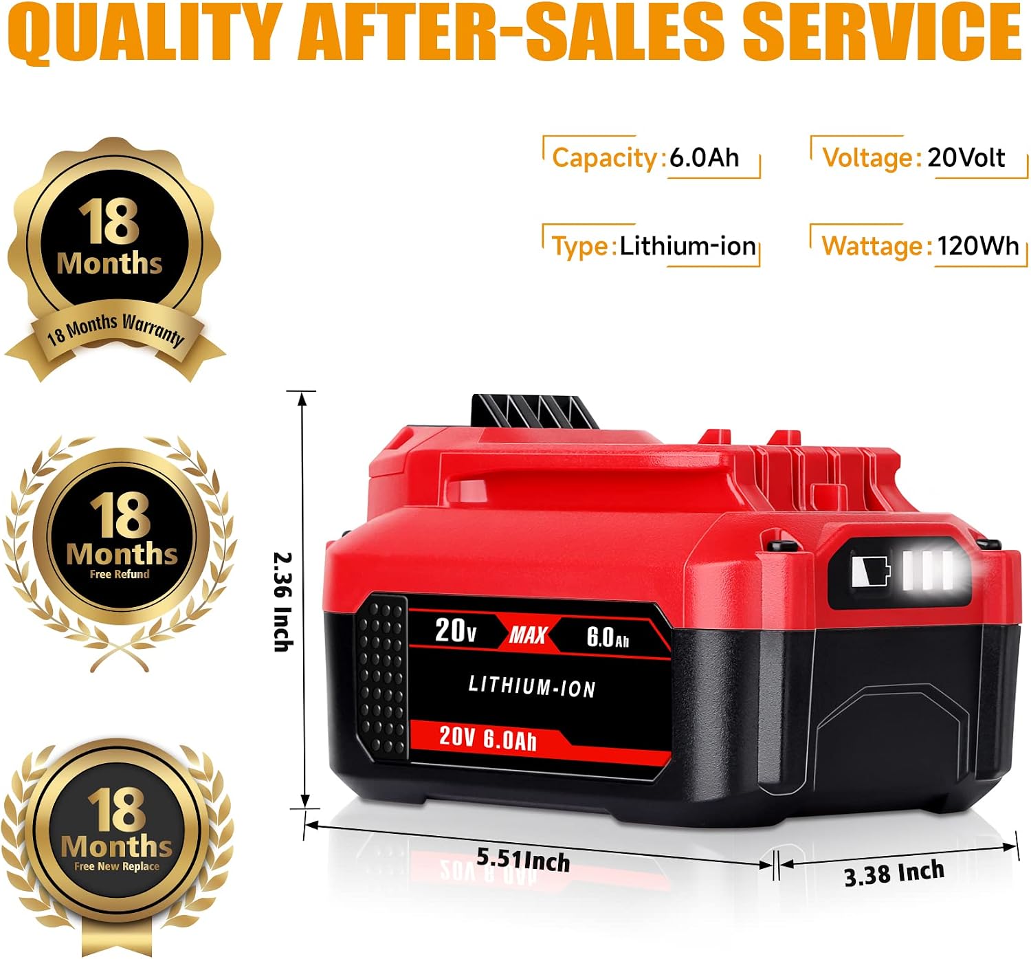 Upgraded DSANKE CMCB204 6000mAh 20V Lithium-ion Battery Replacement for Craftsman V20 Lithium Ion Battery CMCB204 CMCB204-2 CMCB202 CMCB202-2 CMCB201 Craftsman V20 Battery