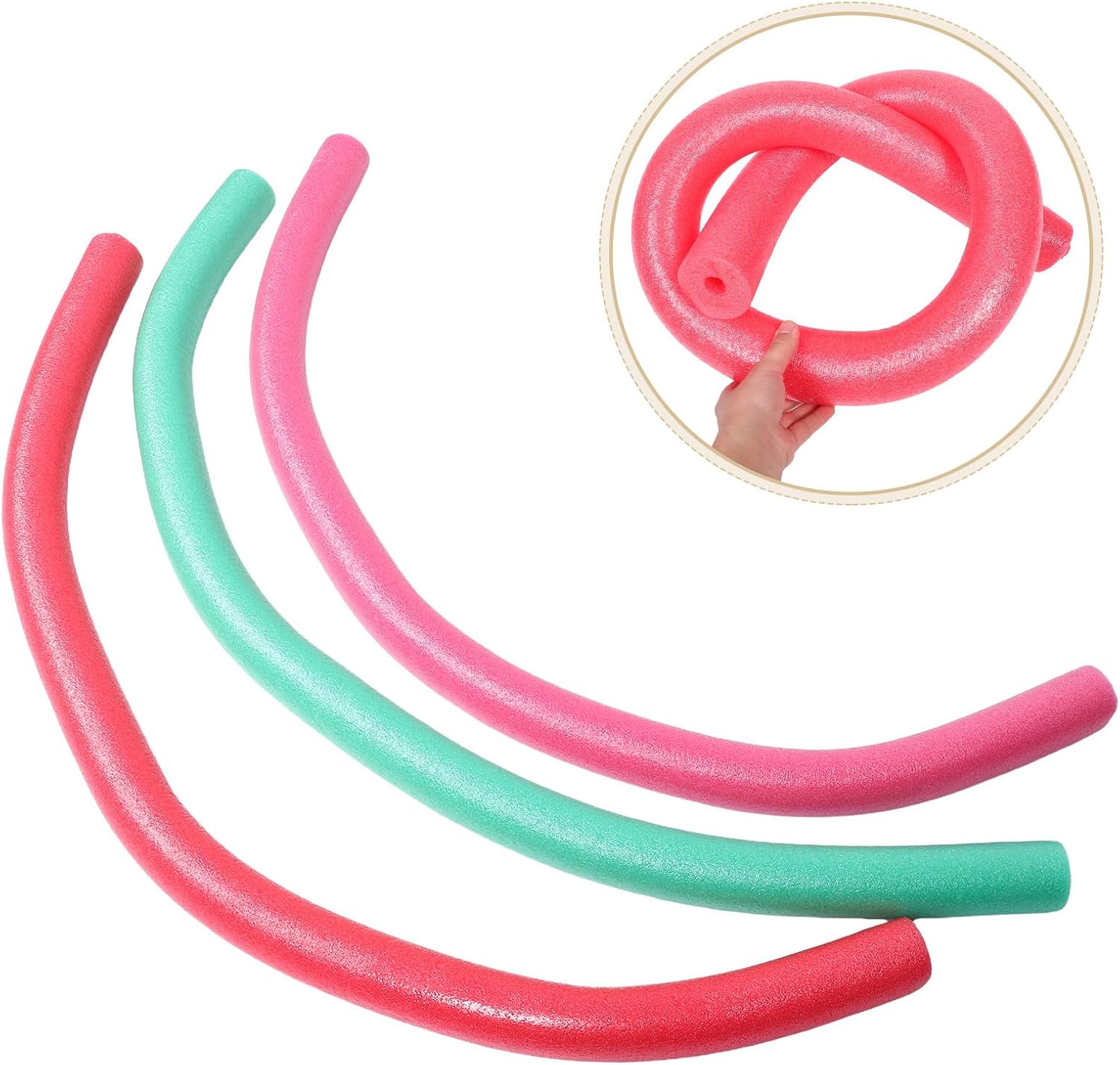 3pcs Hollow Foam Swim Noodles Pool Floating Plaything Swimming Training Equipment, 6.5cm X 150cm Colorful Epe Foam Sticks for Pool, Beach, Lake Water Activities