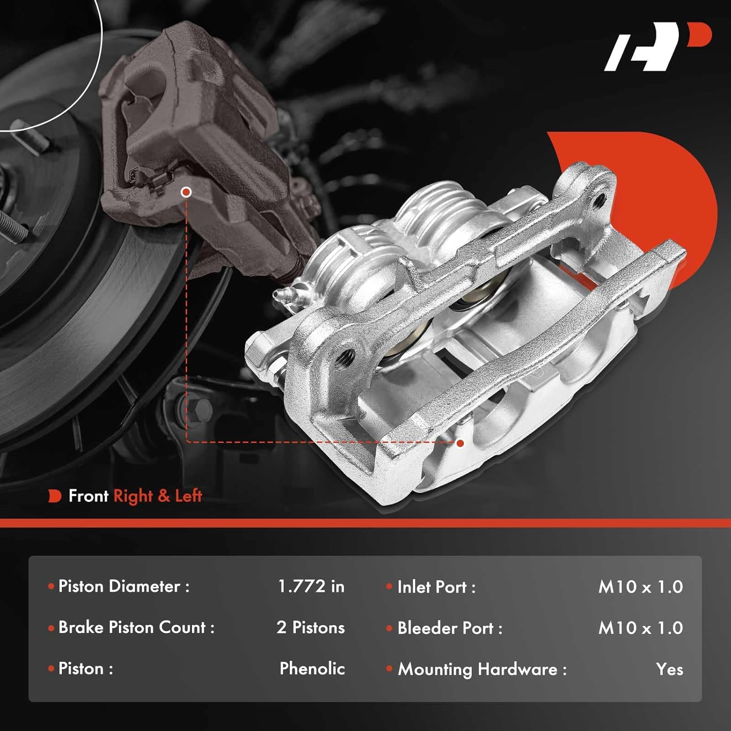 A-Premium Disc Brake Caliper Assembly with Bracket Compatible with Select Buick, Chevrolet, GMC, Isuzu & Saab Models - Rainier, SSR, Trailblazer, Envoy XL XUV, Ascender, 9-7x - Front Side