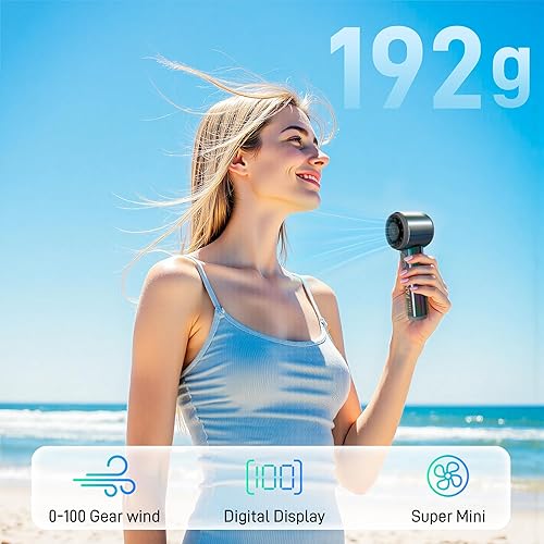 Miniatura 5 de Ventilador de mano portátil, ventilador turbo, hasta 10 horas de trabajo, alta velocidad de 14000 RPM, diseño de bolsillo personal arcoíris con