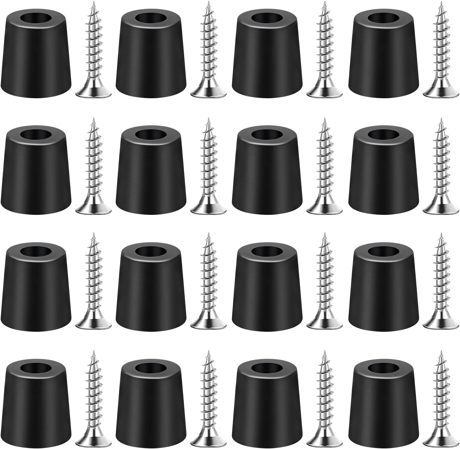 16 PCS Rubber Feet for Cutting Board with Stainless Screws, Non Slip Cutting Board Feet Small Furniture Rubber Bumper Feet Pads for Cutting Board, Electronics, Wood Stools, Table Leg 3/4" W x 25/32" H