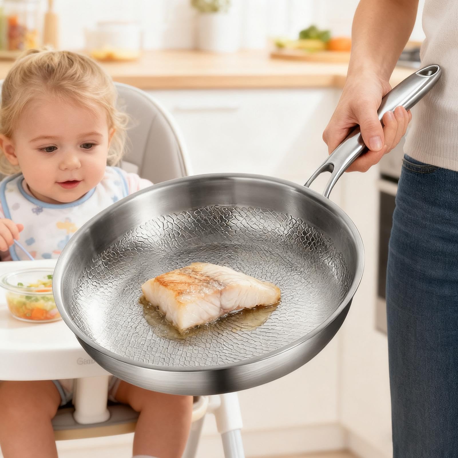 Patelnia Nieprzywierająca Naczynie Kuchenne Nieprzywierające Młotkowane | Patelnie Kuchenne Ze Stali Nierdzewnej Indukcja Do Kuchni Domowej I Kuchenki Do Smażenia Steków Oraz Przyrządzania Posiłkó