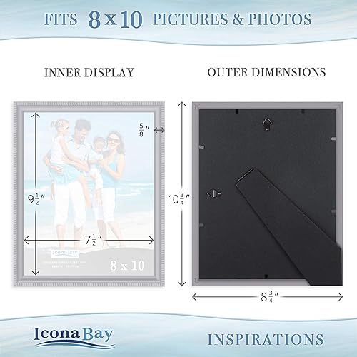 Miniatura 3 de Icona Bay - Juego de marcos de fotos (6 unidades), Ganchos para montaje en pared y caballete de mesa incluyendo, el monitor horizontal o vertical,