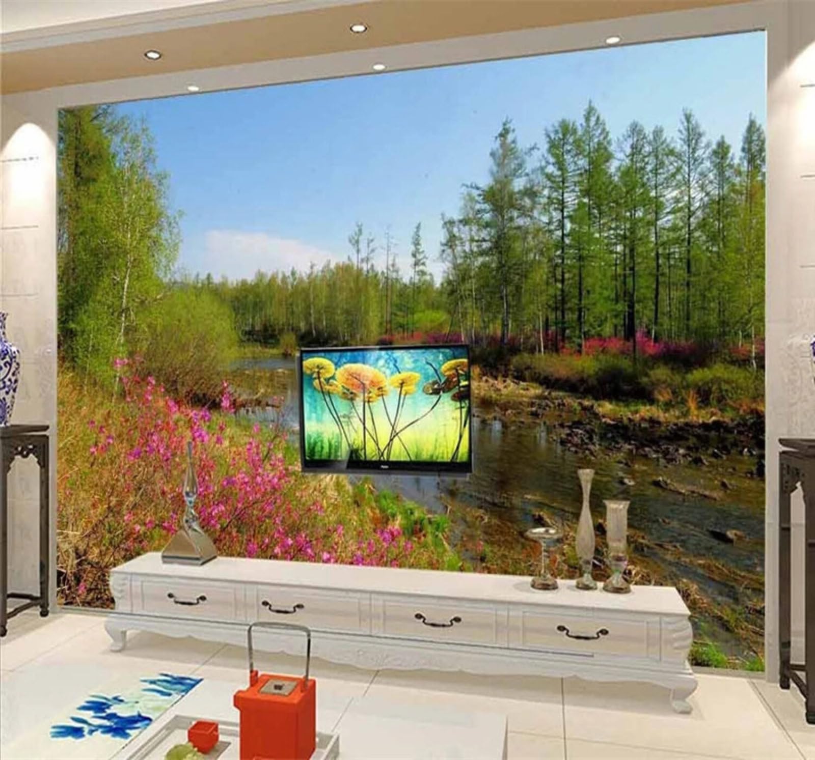 Xlming 250Cm×170Cm(B×H) Fresh Xiao He Woodland Fairyland Pastoral 3D Wallpaper Luxury Silk Study Dining Feature Sofa Grey Bedroom Living Room Tv Decorative Wall-250Cm×170Cm