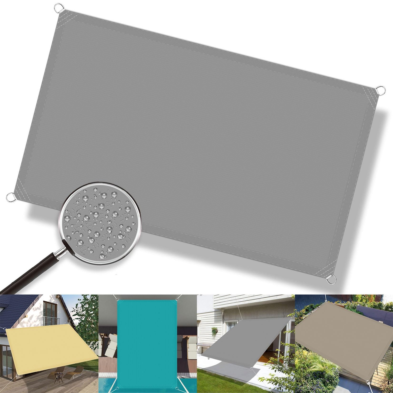 Voile d'ombrage imperméable et anti-UV 98% pour grand jardin et patio