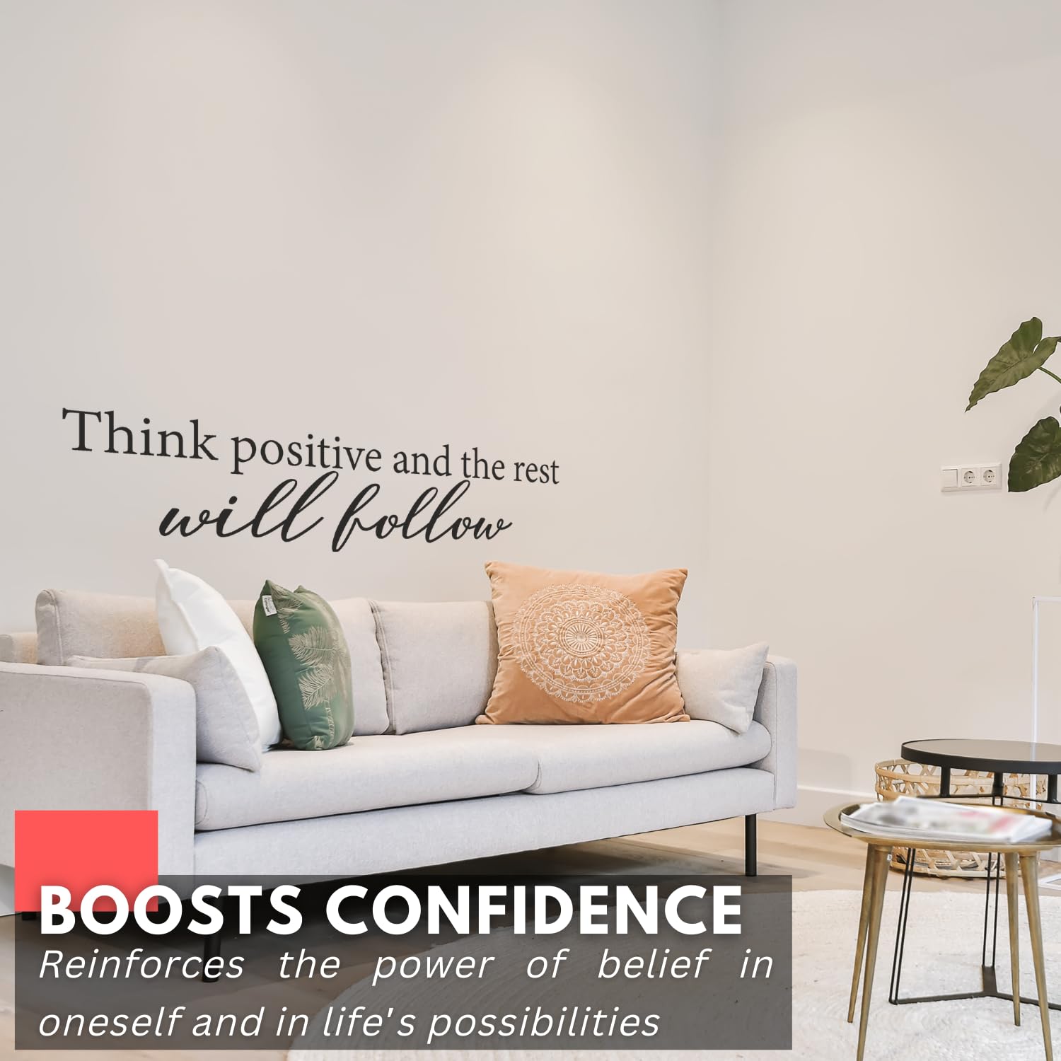 My Vinyl Story Think Positive and The Rest Will Follow Wall Sticker Adesivo da parete motivazionale per ufficio, decorazione da parete in vinile per scuola, scuola, palestra, parole e diciture
