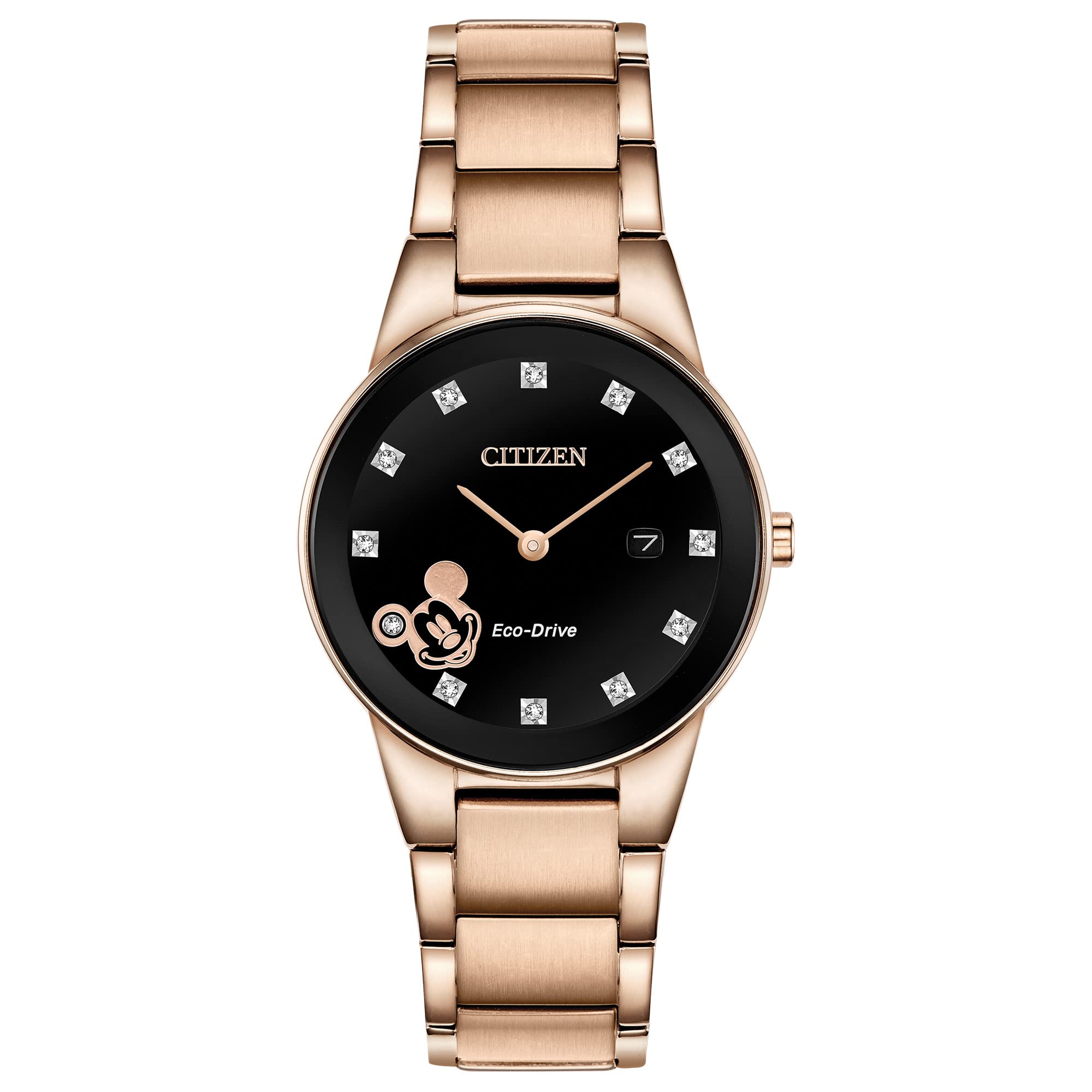 CitizenEco-Drive Disney Quartz Womens Watch, Stainless Steel, Mickey Mouse, Rose Gold-Tone (Model: GA1056-54W)