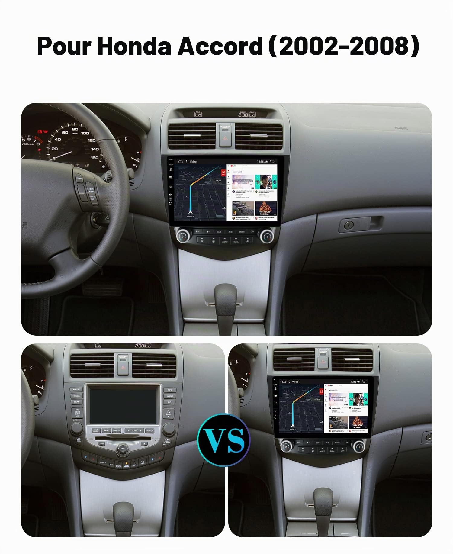 SXAUTO Android 16 - [6G+128G] - IPS Autoradio pour Honda Accord 7th (2002-2007) - sans Fil Carplay/Android Auto/DSP - LED Caméra + MIC - 10.1 Pouce 2 Din - Dab Volant 360-Camera Fast-Boot AHD WiFi