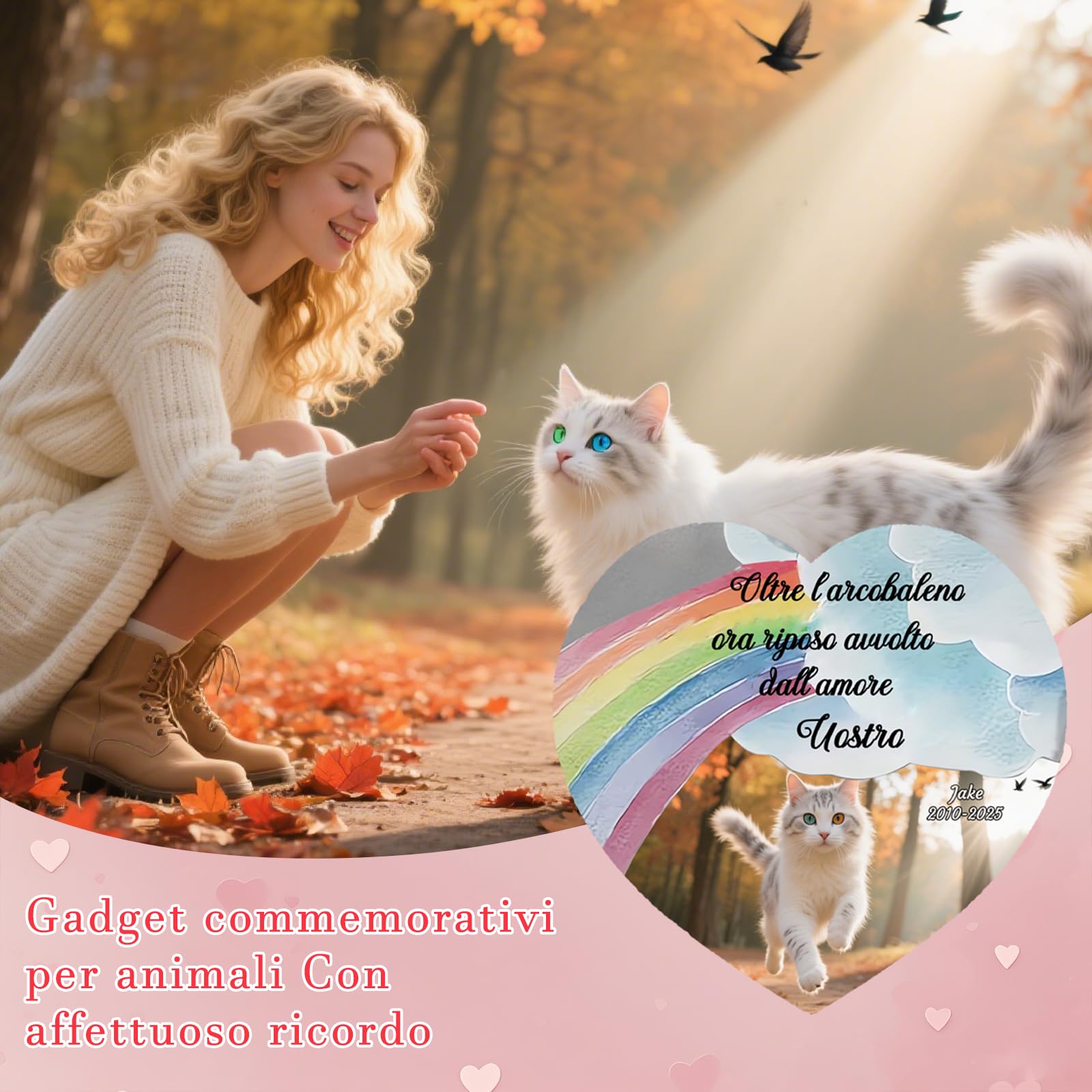 Targa Commemorativa per Gatti con Foto Pietra Tombale Personalizzata Regalo Condoglianze Perdita Animale Decorazione Giardino Style F