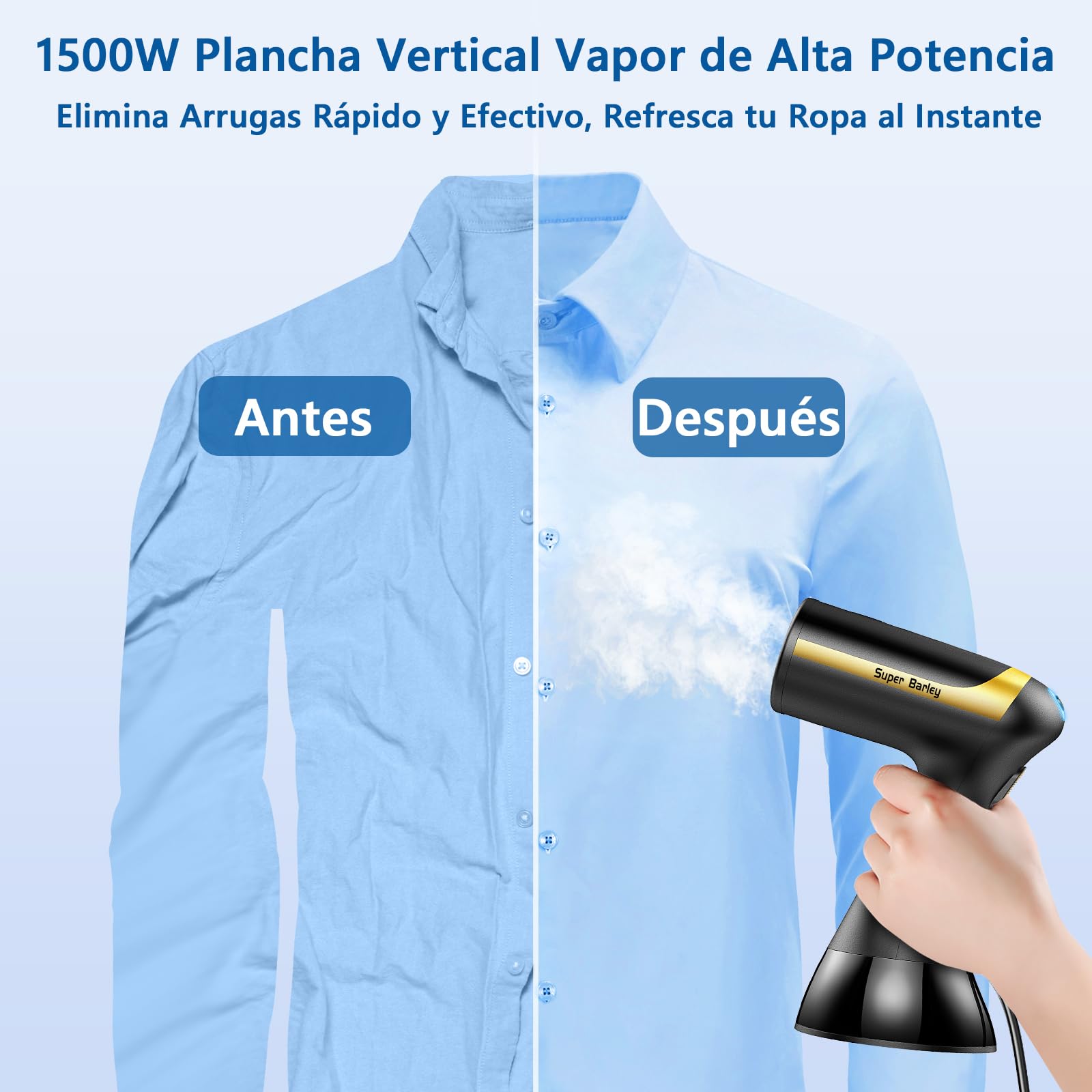 Plancha Vertical Vapor, 1500W Plancha Ropa Vertical, 25s Calentamiento Rápido Ferro a Vapor Vertical, 300ml Plancha Vapor Vertical Viaje Adecuado para el Hogar, la Oficina y los Viajes