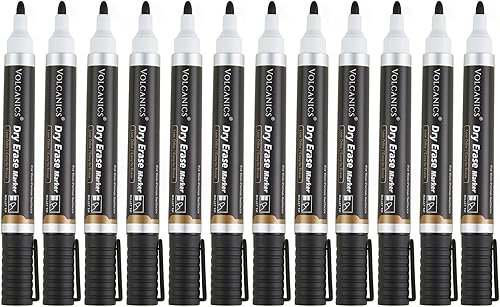 Miniatura 2 de Volcanics Marcadores de borrado en seco negros jumbo para pizarra blanca, marcadores de pizarra blanca de bajo olor, paquete de 70