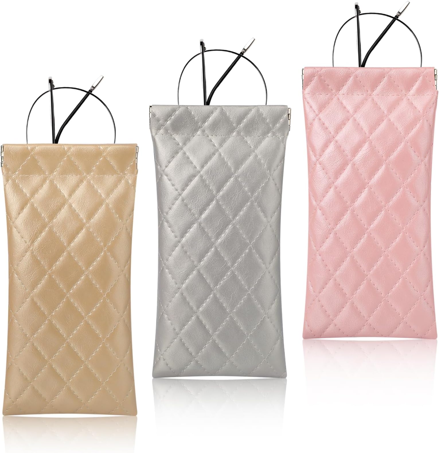 Hifot3-Piece Soft PU Leather Sunglasses Case for Travel, Slim Pouch Glasses Case, Glasses Box, Glasses Holder Bag for Women and Men