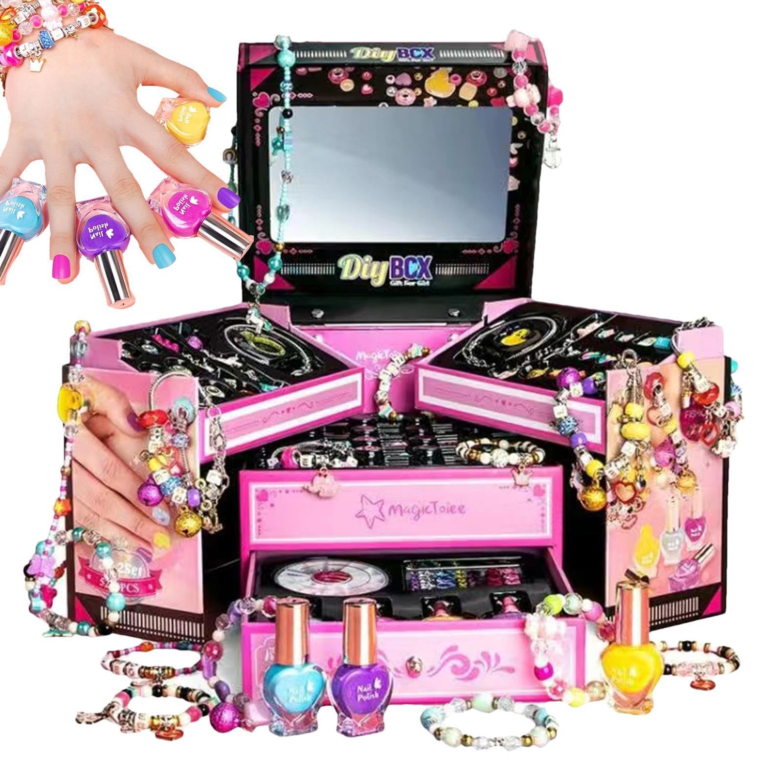 Yorajuy Set per la creazione di braccialetti con ciondoli, kit per la | creazione di gioielli per bambini, kit per creare orecchini, divertenti braccialetti per realizzare bracciali, orecchini e co