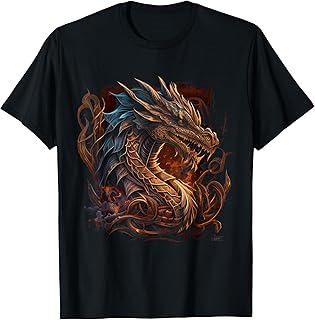 Beautiful Vintage Dragon Lover Fantasy Art Cool Illustration T-Shirt