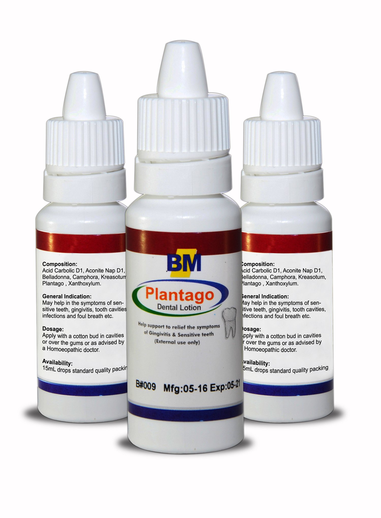 Plantago Dental Lotion 15mL, All-Natural Oral Care Drops, Use for Relief from Sensitive Teeth, Toothache Pain, Gingivitis and Bad Breath