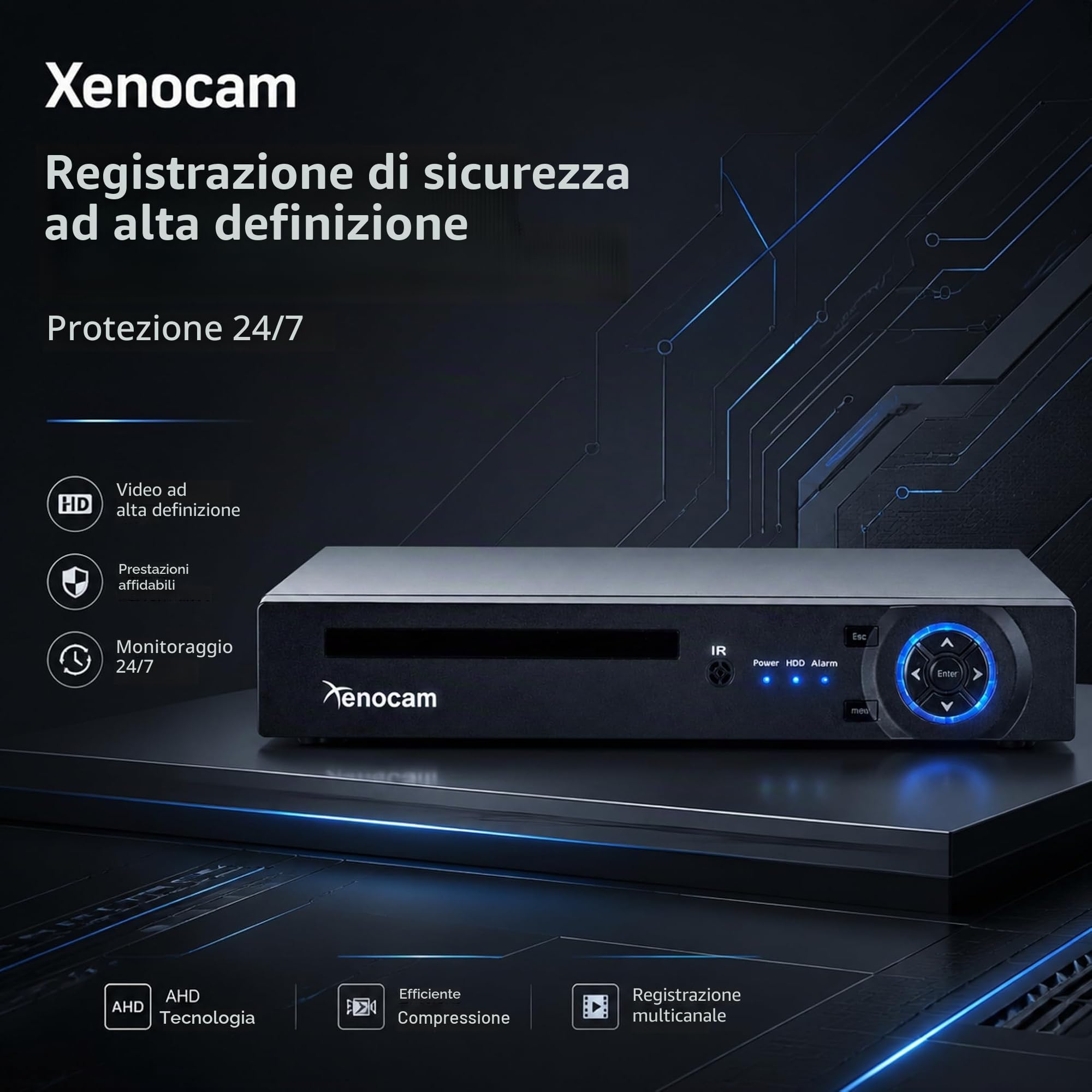 4CH 1080N ibrido 5-in-1 AHD DVR (1080P NVR+1080N AHD+960H Analogico+TVI+CVI) Standalone DVR CCTV Sorveglianza Sistema di Sicurezza Videoregistratore Rilevamento Movimento