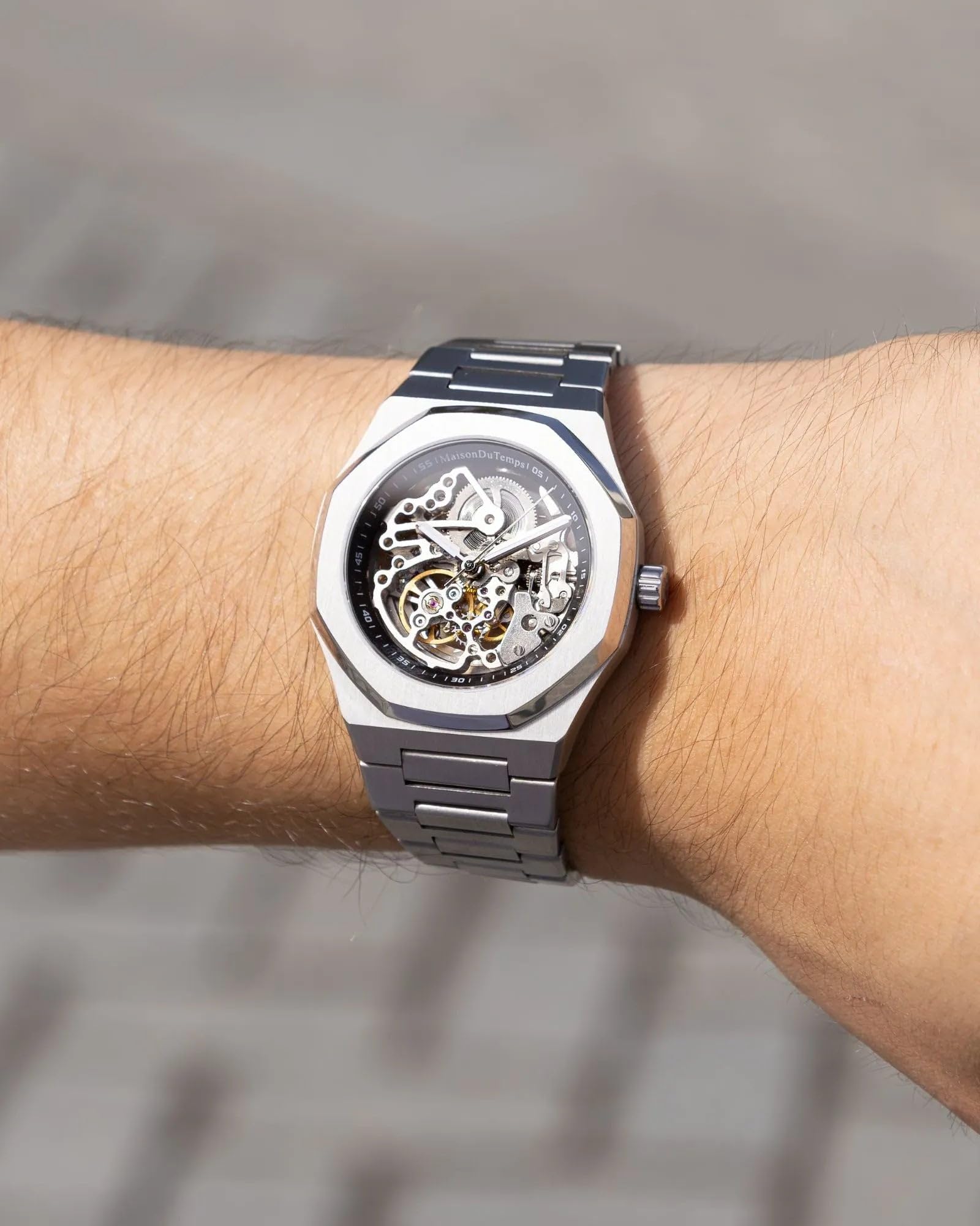 Montre Homme Squelette Automatique Seagull Bracelet Acier ou Silicone - Boîtier Acier 42 mm - Etanche 100m - Modèle MTBeta Skeleton