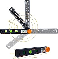 Vista 4 de Rainyb Herramienta de Búsqueda de Ángulo Digital 7 Pulgadas 0-360 Grados LCD Transportador Digital con Niveles de Burbuja Horizontales y Verticales
