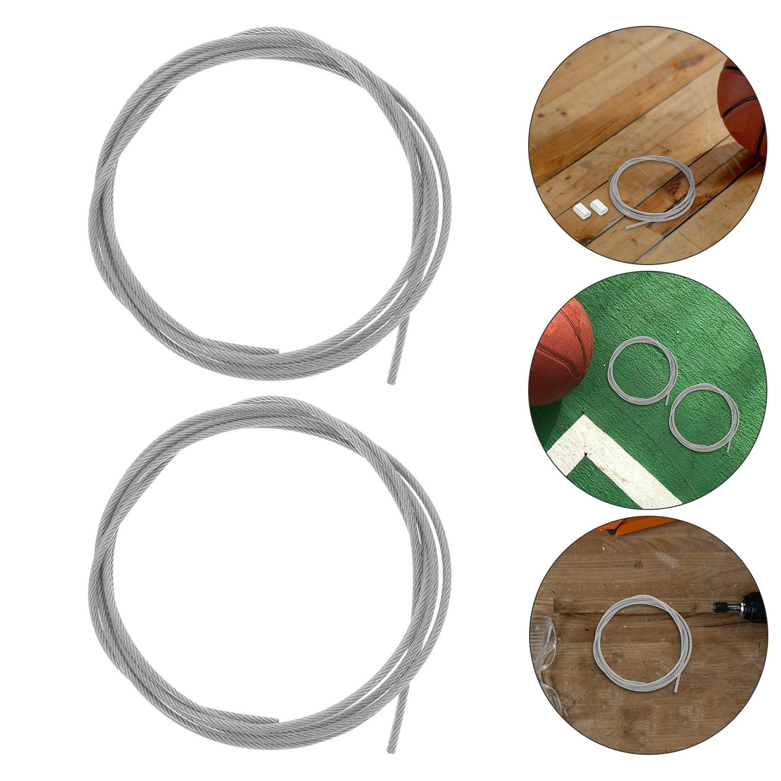 STOBAZA Cuerda para Red y Aro de Baloncesto, Cable de Acero Duradero en 2 Piezas, Accesorio de Fijación para Encordado en Canchas de Entrenamiento y Uso Exterior