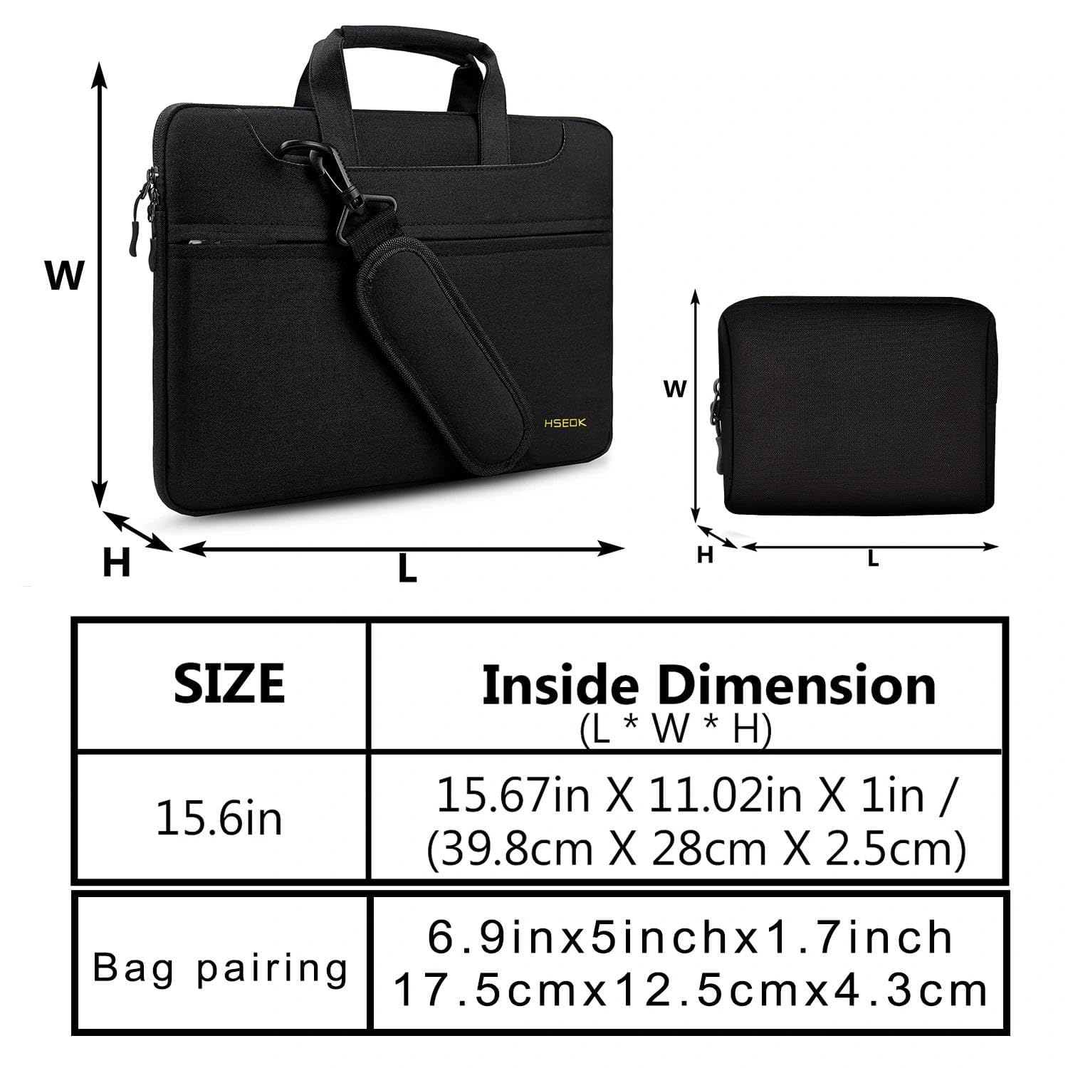 HSEOK Sac à Bandoulière Fin pour Ordinateur Portable 13"-14" avec Petit étui pour MacBook Pro 14" M4/M3/M2/M1 2025-2021, Tous les Modèles 13,3" MacBook Air/Pro, La plupart des PC 13"-14"